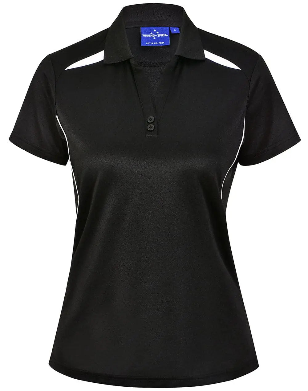 Winning Spirit Women's Sustainable Poly-Cotton Contrast Polo PS94 Casual Wear Winning Spirit Black/White 6